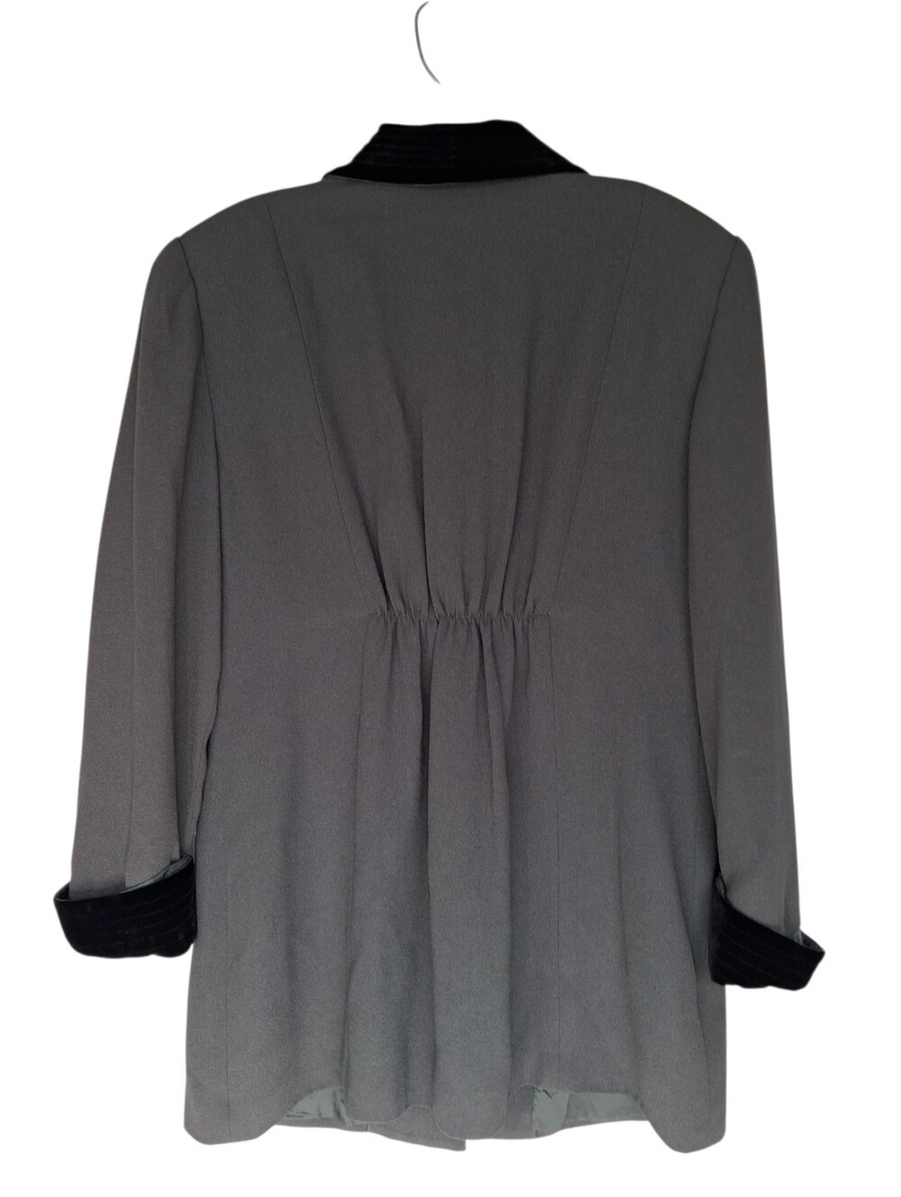 vintage Zelda Women's Gray Blazer with Black Velvet Shawl Collar Size 12 - Picture 3 of 10